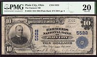 Plain City, OH, Farmers NB, Ch.#5522, 1902PB $10, VF, PMG-20